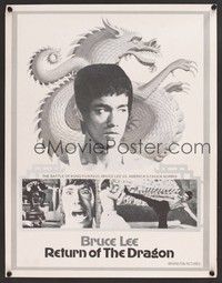5t414 RETURN OF THE DRAGON special 17x22 '74 Bruce Lee classic, Chuck Norris!