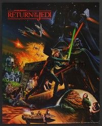 5t415 RETURN OF THE JEDI 2-sided special 18x22 '83 George Lucas classic, cool Keely artwork!