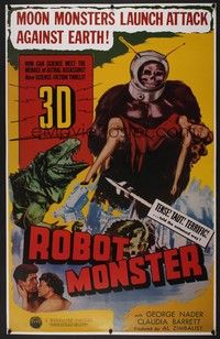 5t418 ROBOT MONSTER special 25x39 R81 3-D, the worst movie ever, great wacky art!