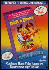 5t420 ROCK-A-DOODLE vertical video special 14x20 '91 Don Bluth's cartoon adventure!