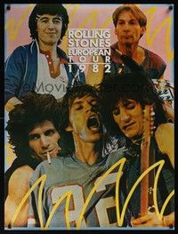 5t574 ROLLING STONES EUROPEAN TOUR 1982 commercial 27x36 '82 Mick Jagger, Keith Richards, Ron Wood