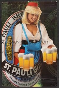 5t549 ST. PAULI GIRL special 23x32 '85 great image of blonde girl holding beer mugs!