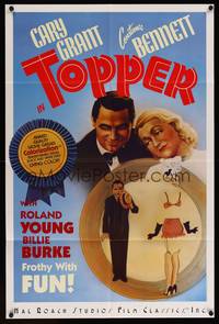 5t443 TOPPER video special poster R85 Constance Bennett, Cary Grant, Colorization!