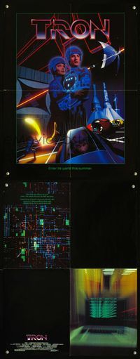 5t444 TRON two-sided advance special poster '82 Walt Disney sci-fi, Jeff Bridges in a computer!