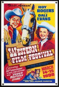 5t328 FIRST ANNUAL WESTERN FILM FESTIVAL special poster '98 art of Roy Rogers & Dale Evans!
