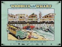 5t566 WOODIE ON THE WHARF special 18x24 '04 cool Dederick beach artwork!
