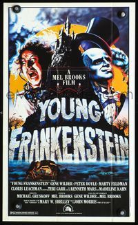 5t239 YOUNG FRANKENSTEIN Topps poster '81 Mel Brooks, art of Gene Wilder, Peter Boyle & Feldman!