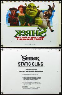 5t428 SHREK video special static cling poster '01 Mike Myers, Eddie Murphy, Cameron Diaz!