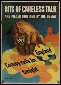 5t008 BITS OF CARELESS TALK war poster '43 WWII. cool Stevan Dohanos artwork!