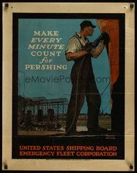 5t047 MAKE EVERY MINUTE COUNT FOR PERSHING laminated war poster '10s WWI, Treidler art!