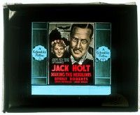 5v176 MAKING THE HEADLINES glass slide '38 art of police captain Jack Holt & Beverly Roberts!
