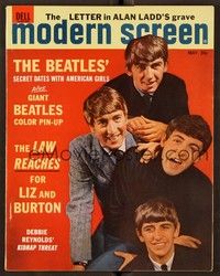 5v109 MODERN SCREEN magazine May 1964 great portrait of The Beatles by Dean Hoffman!