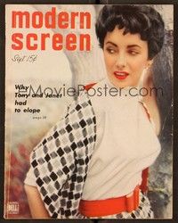 5v107 MODERN SCREEN magazine September 1951 great portrait of sexy Elizabeth Taylor!