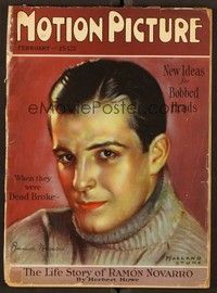 5v060 MOTION PICTURE magazine February 1927 art portrait of Ramon Novarro by Marland Stone!
