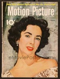 5v115 MOTION PICTURE magazine February 1951 portrait of Elizabeth Taylor by Carlyle Blackwell Jr!