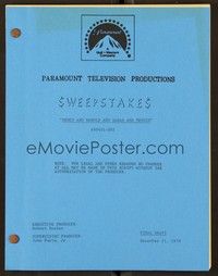 5v187 $WEEPSTAKE$ final draft TV script December 21, 1978, screenplay by Cliff Osmond!