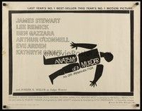 5w016 ANATOMY OF A MURDER style A 1/2sh '59 Otto Preminger, Saul Bass dead body silhouette art!