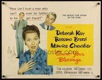 5w076 COUNT YOUR BLESSINGS style B 1/2sh '59 Kerr, Rossano Brazzi & Maurice Chevalier in Paris!