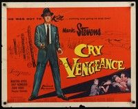 5w082 CRY VENGEANCE 1/2sh '55 Mark Stevens was out to kill, film noir, cool shadow artwork!