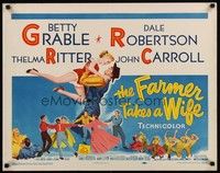 5w108 FARMER TAKES A WIFE 1/2sh '53 artwork of Dale Robertson holding up sexy Betty Grable!