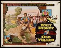5w225 OLD YELLER 1/2sh '57 Dorothy McGuire, Fess Parker, art of Walt Disney's most classic canine!