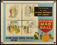 5w229 OPERATION MAD BALL style A 1/2sh '57 screwball comedy filmed entirely w/out Army co-operation!