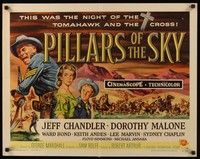 5w237 PILLARS OF THE SKY style B 1/2sh '56 art of soldier Jeff Chandler & pretty Dorothy Malone!