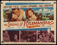 5w279 SNOWS OF KILIMANJARO 1/2sh '52 art of Gregory Peck, Susan Hayward & Ava Gardner in Africa!