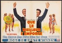 5x444 BEST MAN Belgian '64 art of Henry Fonda & Cliff Robertson running for President of the U.S.!