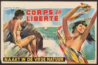 5x480 CORPS EN LIBERTE Belgian '50s great Wik artwork of sexy girls at nude beach!