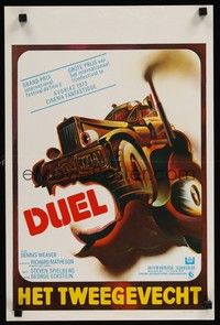 5x505 DUEL Belgian '73 Steven Spielberg, Dennis Weaver, wild art of killer semi!