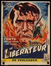 5x519 FIGHTER Belgian '53 different art of Richard Conte with rifle, from a story by Jack London!