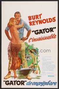 5x532 GATOR Belgian '76 art of Burt Reynolds & topless Lauren Hutton, White Lightning sequel!