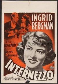 5x564 INTERMEZZO Belgian R40s beautiful Ingrid Bergman is in love with violinist Leslie Howard!