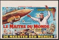 5x622 MASTER OF THE WORLD Belgian '61 Jules Verne, Vincent Price, art of enormous flying machine!