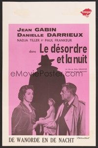 5x645 NIGHT AFFAIR Belgian '58 Gilles Grangier's Le desordre et la nuit starring Jean Gabin!