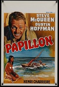 5x656 PAPILLON Belgian '73 great art of prisoner Steve McQueen & topless native!
