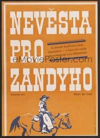 5x411 ZANDY'S BRIDE Czech 11x16 '76 different art of Gene Hackman on horse by Vladimir Benetka!