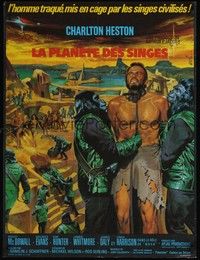 5x214 PLANET OF THE APES French 23x32 '68 different art of Charlton Heston by Jean Mascii!