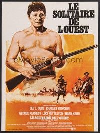 5x242 BULL OF THE WEST French 15x21 '72 Winston art of shirtless Charles Bronson w/rifle!