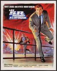 5x251 DANGER HAS TWO FACES French 15x21 '67 cool Grinsson artwork of Robert Lansing!