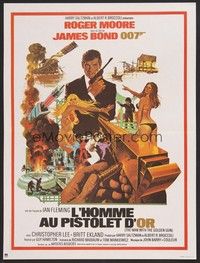 5x298 MAN WITH THE GOLDEN GUN French 15x21 R80s art of Roger Moore as James Bond by Robert McGinnis