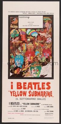 5x110 YELLOW SUBMARINE Italian locandina R70s different art of Beatles John, Paul, Ringo & George!