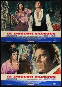 5x036 DOCTOR FAUSTUS 2 Italian photobustas '68 great close-ups of Elizabeth Taylor, Richard Burton!
