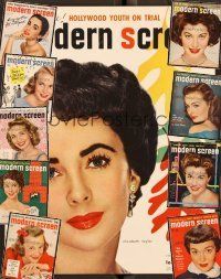 5y030 LOT OF 10 MODERN SCREEN MAGAZINES lot '50-'51 Liz Taylor, Ava Gardner, Janet Leigh + more!