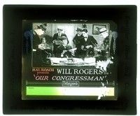5y195 OUR CONGRESSMAN glass slide '24 Will Rogers sitting at desk surrounded by photographers!