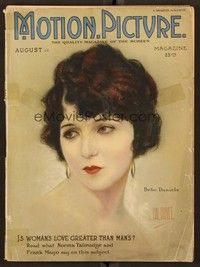 5y106 MOTION PICTURE magazine August 1923 wonderful art of beautiful BebeDaniels by Hal Phyfe!