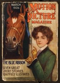 5y094 MOTION PICTURE magazine March 1916 art of May Martin with horse by R. Atkinson Fox!