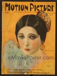 5y115 MOTION PICTURE magazine May 1924 artwork of pretty Barbara La Marr by Alberto Vargas!