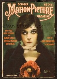 5y101 MOTION PICTURE magazine October 1916 cool portrait of Theda Bara by Leo Sielke!